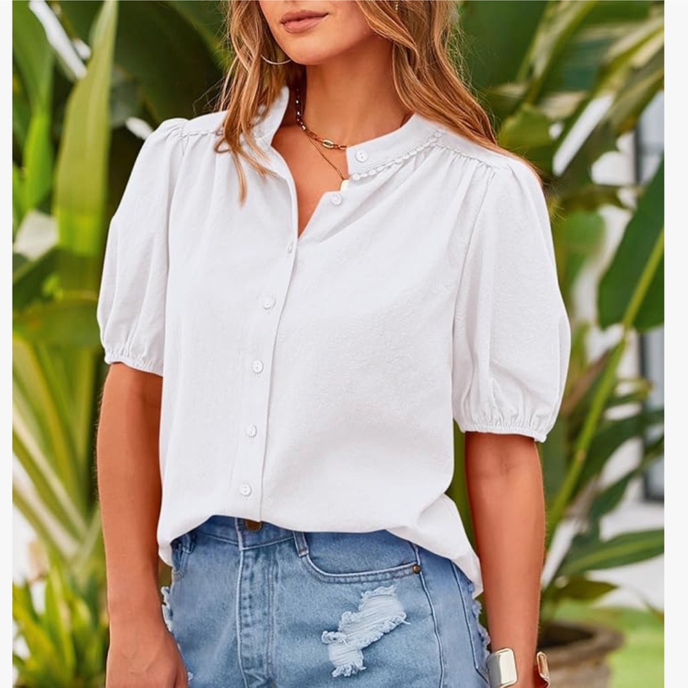 Amazon Women's White Button-Up Top